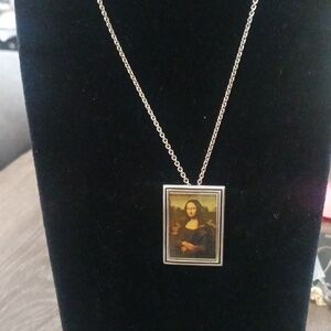 UNIQUE Mona Lisa Framed Pendant with chain all Sterling .925 silver